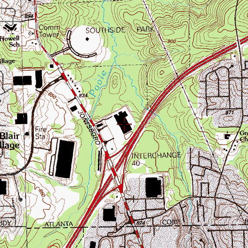 Topographic Map of Richway Shopping Center, GA