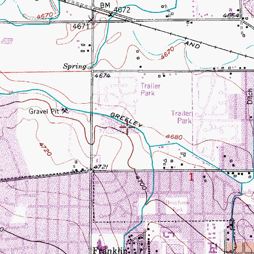 Topographic Map of Greeley Number 3 Ditch, CO