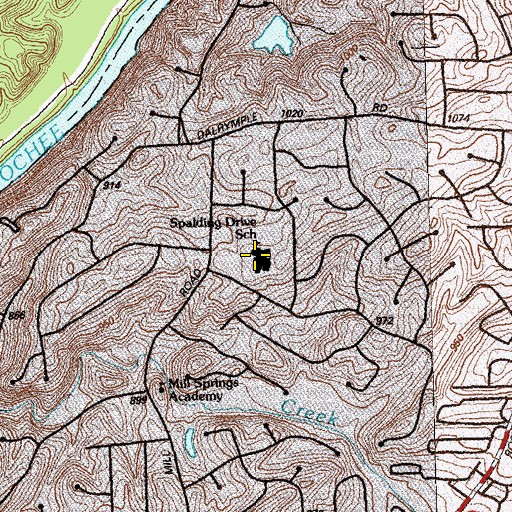 Topographic Map of Spalding Drive Elementary School, GA
