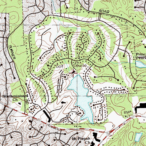 Topographic Map of Willow Springs Country Club, GA