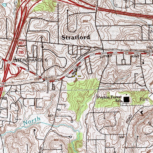 Topographic Map of Westridge Shopping Center, GA