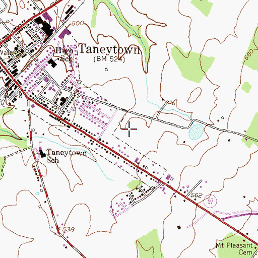Topographic Map of Cloverberry, MD