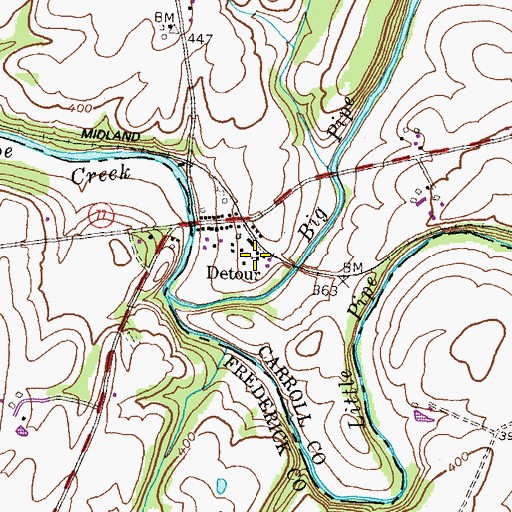 Topographic Map of Detour Methodist Protestant Church, MD
