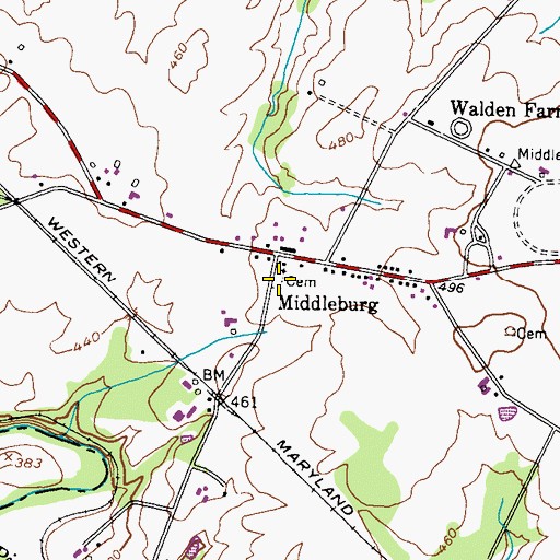 Topographic Map of Middleburg Cemetery, MD