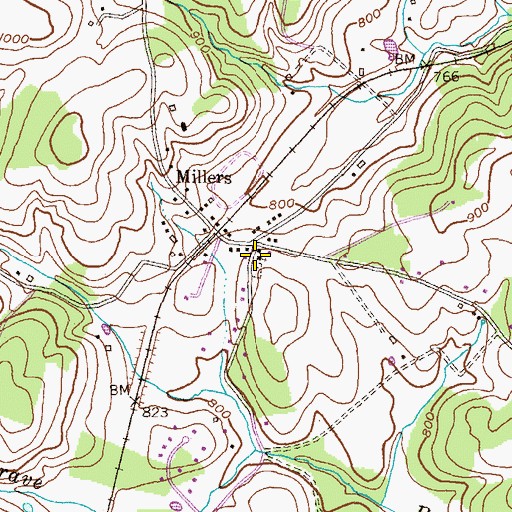 Topographic Map of Miller United Brethren of Christ Church (historical), MD