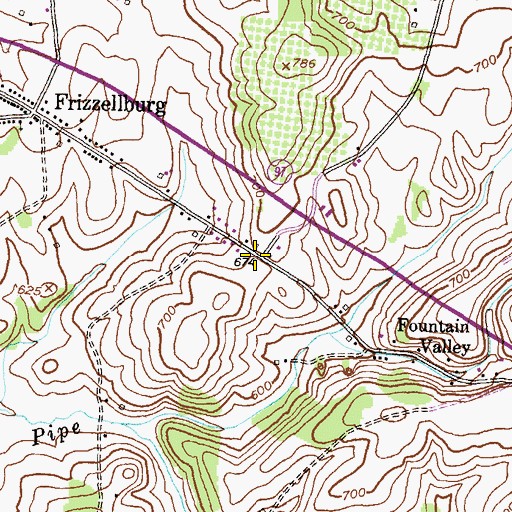 Topographic Map of Amanda Hills, MD