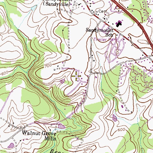 Topographic Map of Beaver Ridge, MD