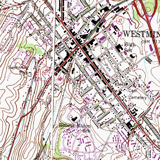 Topographic Map of First Church of the Nazarene, MD