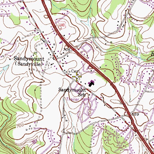 Topographic Map of Pleasant Grove Methodist Church, MD