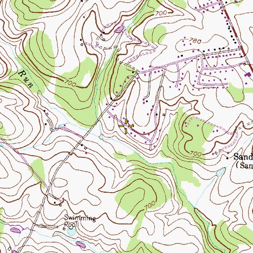 Topographic Map of Bollinger Estates, MD