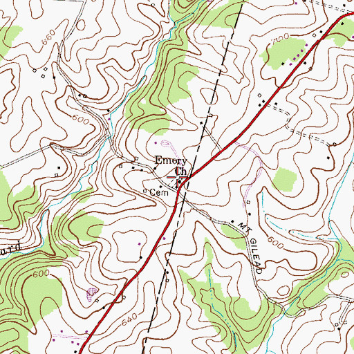 Topographic Map of Emory Cemetery, MD