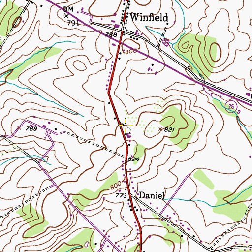 Topographic Map of Ebenezer United Methodist Cemetery, MD