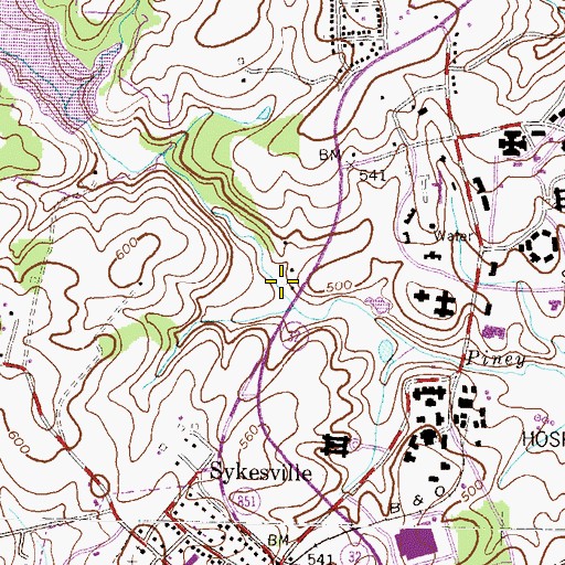 Topographic Map of Springfield Roller Mills (historical), MD