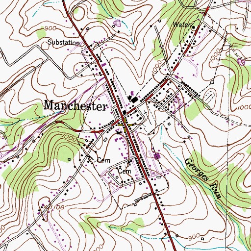 Topographic Map of Manchester Spring, MD