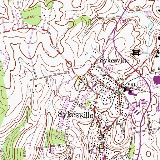Topographic Map of Springfield Presbyterian Church, MD