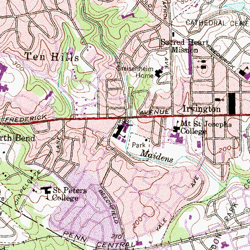Topographic Map of Beechfield Elementary / Middle School, MD