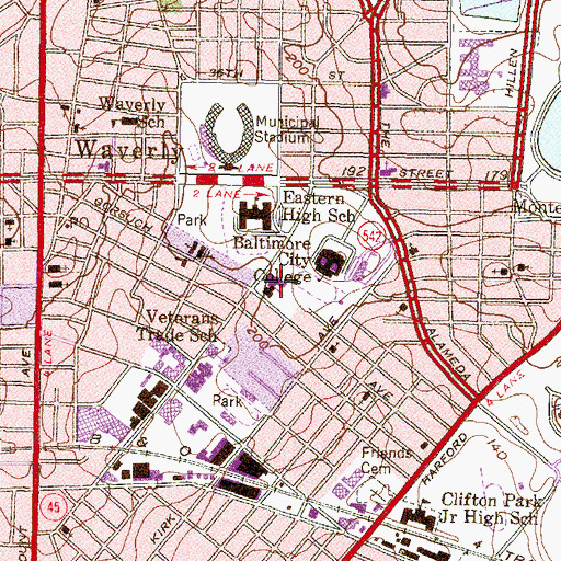 Topographic Map of Abbottston Elementary School, MD