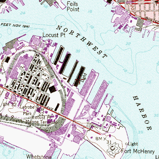 Topographic Map of North Locust Point Marine Terminal, MD