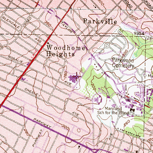 Topographic Map of Woodhome Elementary - Middle School, MD