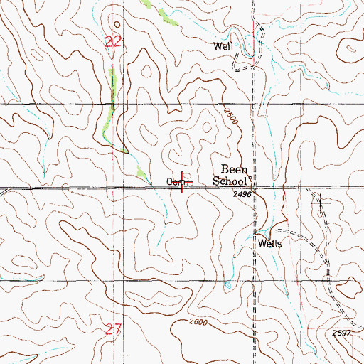 Topographic Map of Been Cemetery, MT
