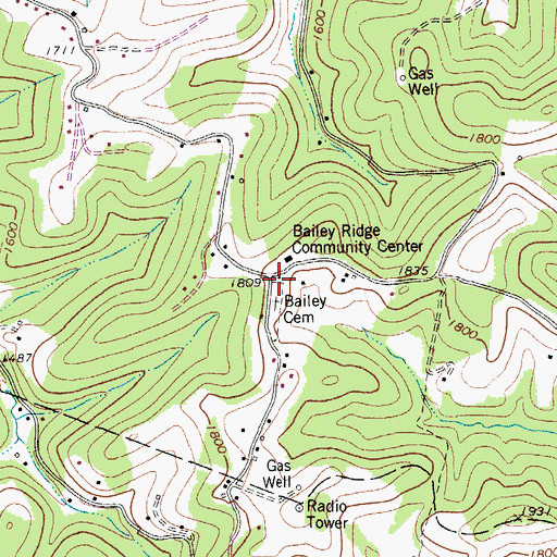 Topographic Map of Bailey School (historical), WV