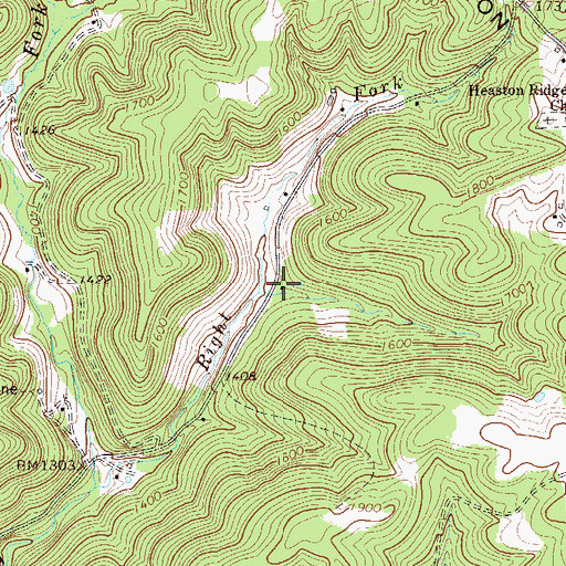 Topographic Map of Cherry Fork School (historical), WV