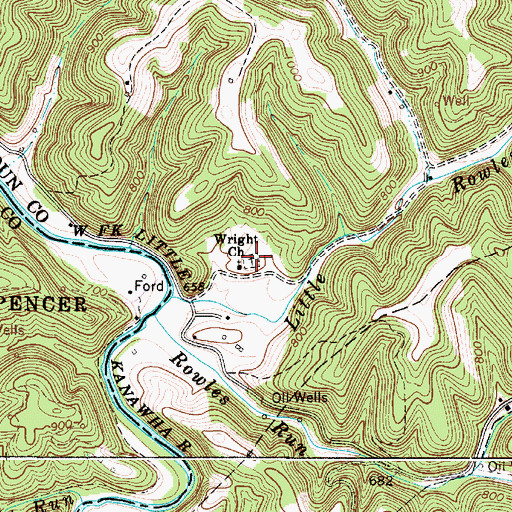 Topographic Map of Wright Cemetery, WV