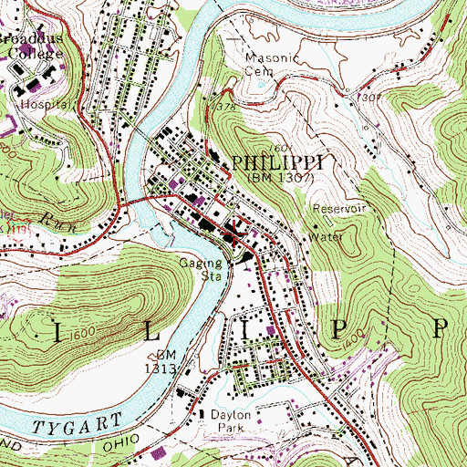 Topographic Map of Barbour County Courthouse, WV
