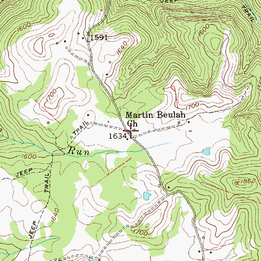 Topographic Map of Martin Beulah School (historical), WV