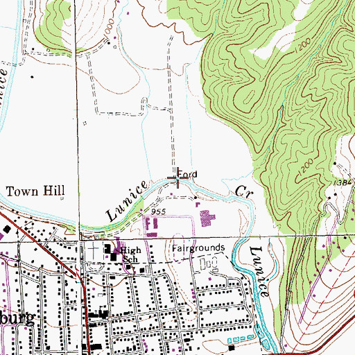 Topographic Map of Badleys Ford, WV