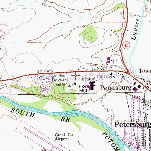 Topographic Map of Petersburg Post Office, WV