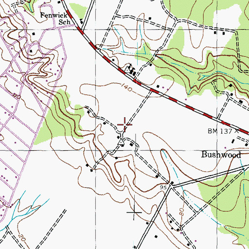 Topographic Map of Bushwood Manor House (historical), MD
