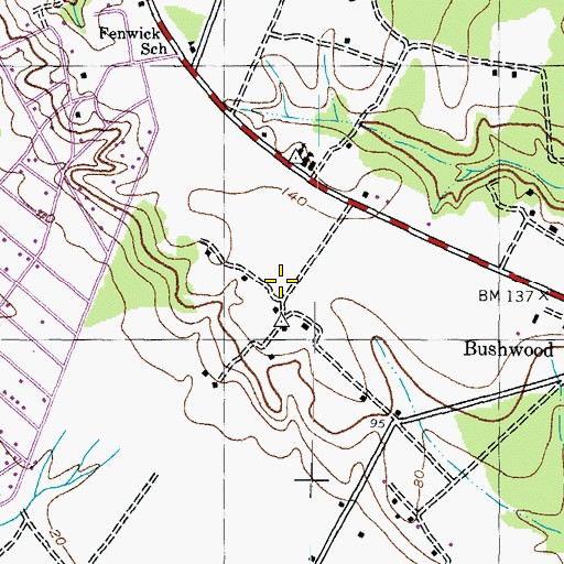 Topographic Map of Bushwood Manor House (historical), MD