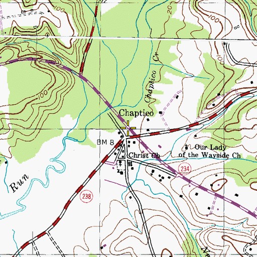 Topographic Map of Chaptico Post Office, MD
