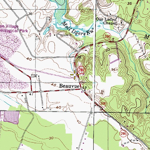Topographic Map of Beauvue Post Office (historical), MD