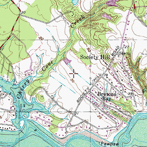 Topographic Map of Breton Bay Country Club, MD
