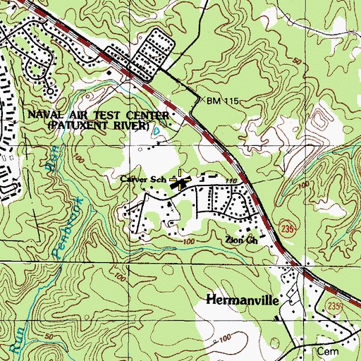 Topographic Map of Carver School, MD