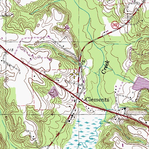 Topographic Map of Clements Post Office, MD
