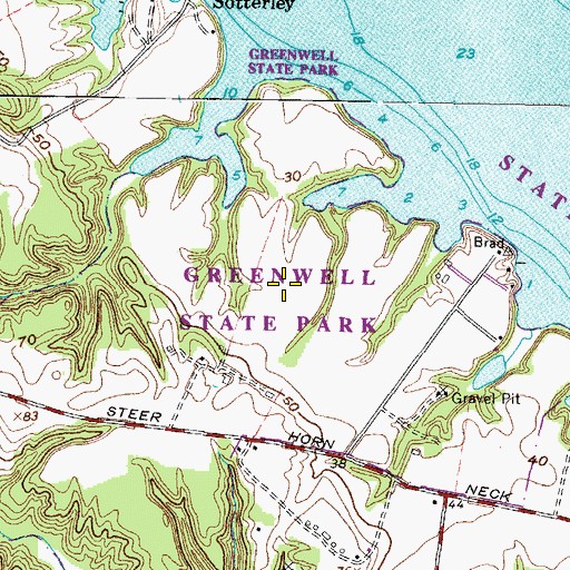 Topographic Map of Greenwell State Park, MD