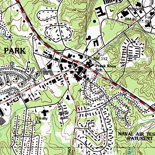 Topographic Map of Lexington Park Post Office, MD