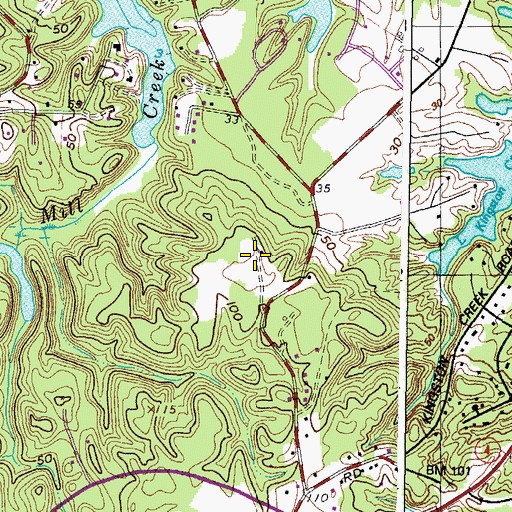 Topographic Map of Mill Cove Manor, MD
