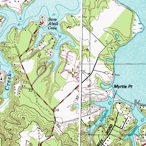 Topographic Map of Myrtle Point, MD
