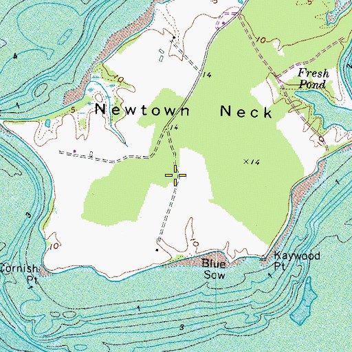 Topographic Map of Newtown Neck Proving Ground (historical), MD