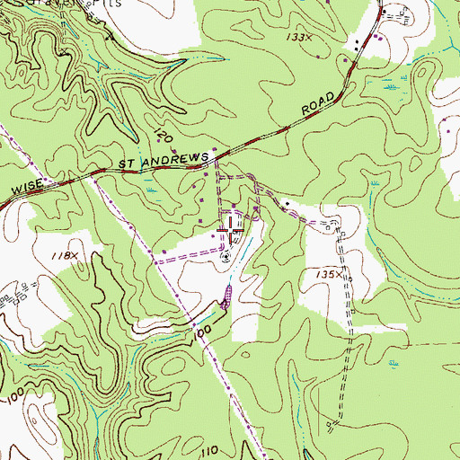 Topographic Map of Ponderosa Estates, MD