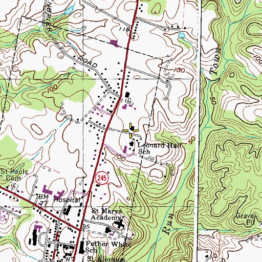 Topographic Map of Saint Marys County Government Center, MD