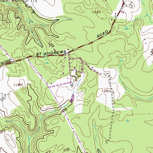 Topographic Map of Green Acres, MD