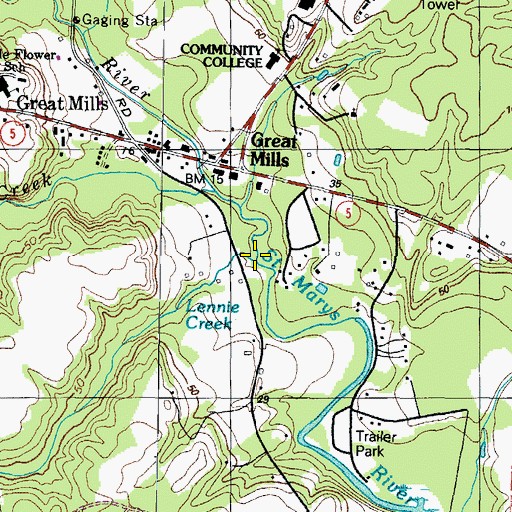 Topographic Map of Lennie Creek, MD