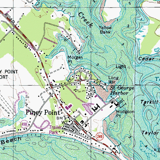 Topographic Map of Piney Point Shores, MD