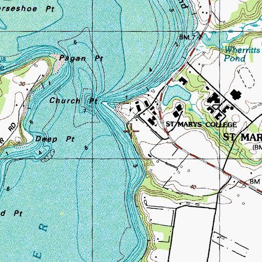 Topographic Map of Broommes Wharf, MD