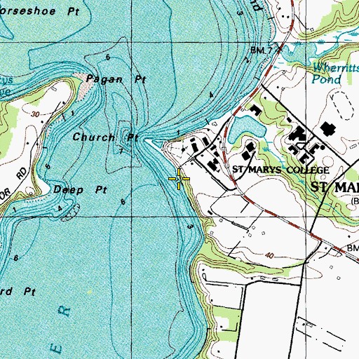 Topographic Map of Broommes Wharf, MD